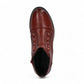 Josef Seibel Simona 04 red leather ankle boots with decorative front buttons and low stacked heel.
photo of the top.