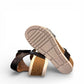 Josef Seibel Quinn 02 wedge sandal in basalt kombi leather with adjustable straps and cork midsole.
photo of the bottom.