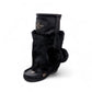 Laurentian Chief Imperial 16-inch black leather boots with fur trim and decorative beadwork