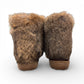 Laurentian Chief mukluk boots in fudge moose hide with natural rabbit fur trim and crepe sole