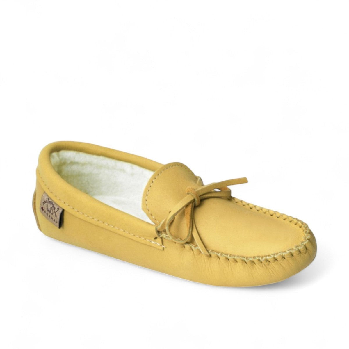 Laurentian Chief natural moose hide leather moccasin with lace-up detail and soft interior lining