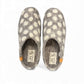 Lhasa grey wool mule slippers with a white polka dot pattern and comfortable EnergySole rubber base.