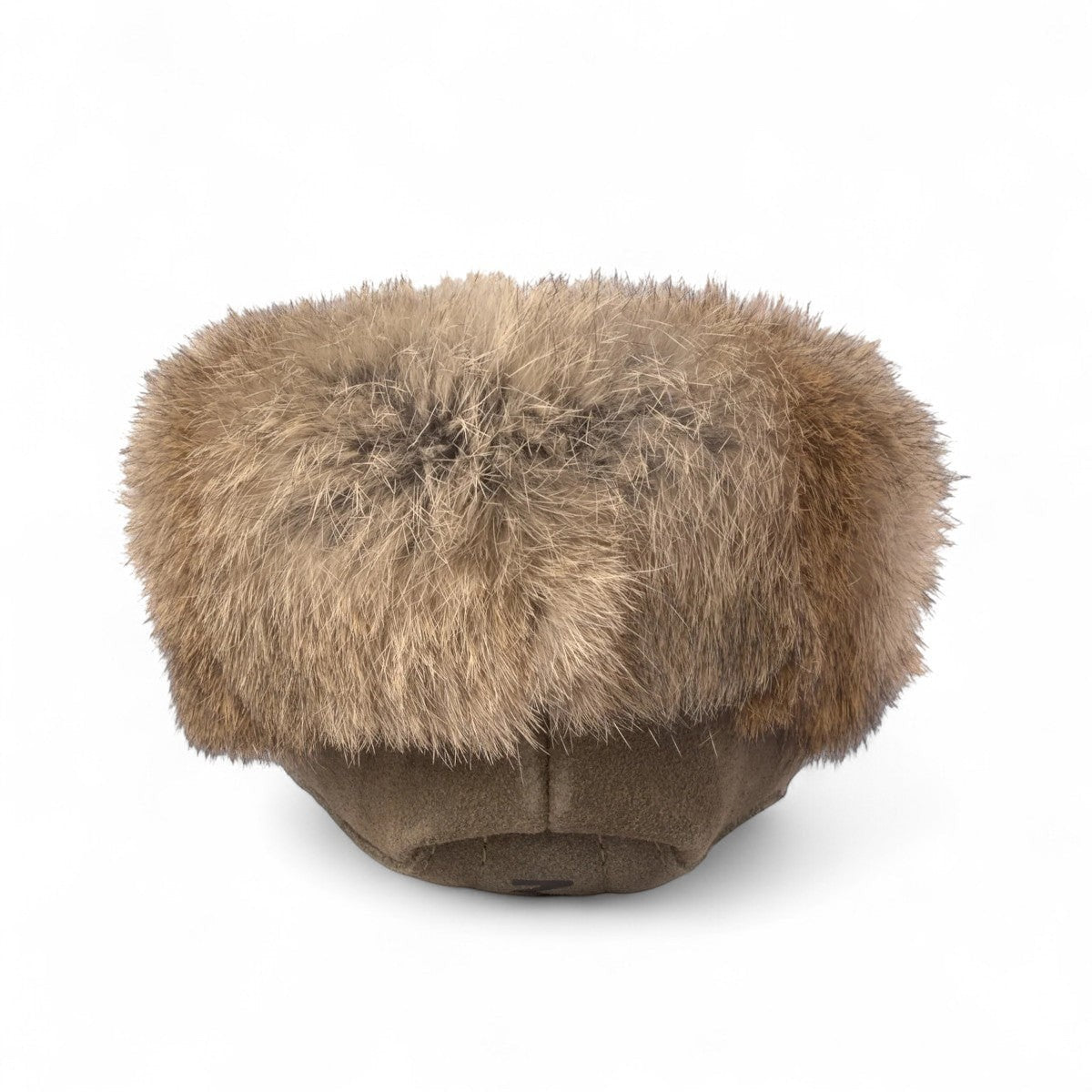 Manitobah Tipi olive suede indoor slipper with rabbit fur trim and fleece lining