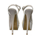 NIKPA ALEX white patent leather slingback platform heel with pearl and sequin floral embellishment