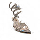 NIKPA ASHLEY white and silver stiletto sandal with rhinestone butterfly accents and spiral ankle strap