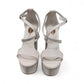 NIKPA LENA white glitter platform high heel sandal with ankle strap