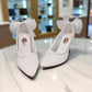 NIKPA PAPILLON white bridal high heels featuring a sheer mesh finish and elegant tulle bow detail