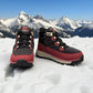 burgundy and black NexGrip Ice Wonder mid-cut waterproof winter boot with plaid collar detail. 
photo of the front side