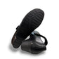 ORTHO-FLEX-F7108L black genuine leather Mary Jane shoe with an adjustable strap, metallic accent, and block heel.
photo of the bottom side