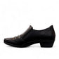 Ortho Flex black low-cut dress shoe with side zipper detail and a short block heel.
photo of the left side