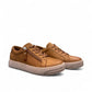 SAFE STEP 25491 LION tan leather sneaker with side zipper, elastic laces, and textured synthetic sole.