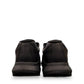 SHOES FOR CREW Pearl II black leather slip-on work shoe showing the slip-resistant tread pattern on the outsole. back view.