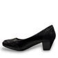 SOLE FLEX S5426 black dress pump with textured heel and toe accents for semi-formal wear.
photo of the  left side