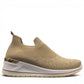 STEFANIA S4000 beige stretch-knit platform sneakers with slip-on design, cushioned sole, and subtle shimmer details.
photo of the right side