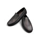 Satel Ardeshir black genuine leather loafers with a durable rubber outsole for formal wear. Photo of upper view.