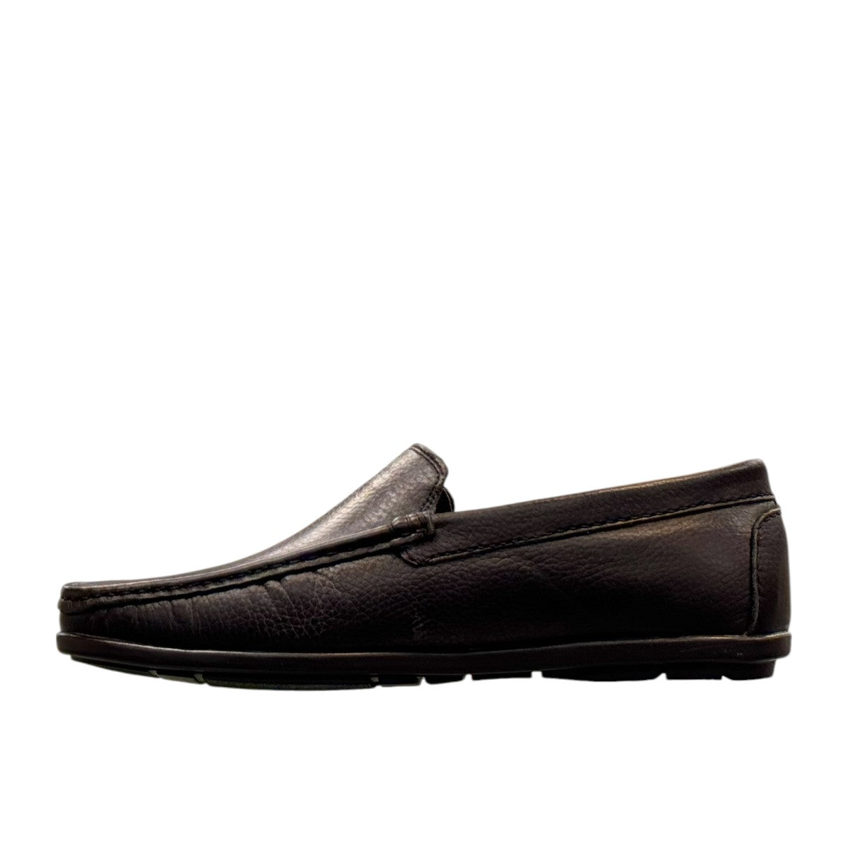 Satel Ardeshir black genuine leather loafers with a durable rubber outsole for formal wear. Photo of left side view.