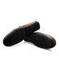 Satel Ariashahr dark brown genuine leather loafers with handmade stitching and metal bit detail. Photo of bottom view.