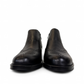 Satel Mashhad black leather boots with brogue detailing and elastic side panels on a white background. Photo of front view.