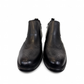 Satel Mashhad black leather boots with brogue detailing and elastic side panels on a white background. Photo of upper view.