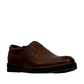 Satel Niavaran brown leather slip-on shoes with handmade stitching and a durable rubber outsole for formal wear. Photo of front side view.