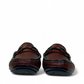 Satel Poonak brown genuine leather loafers with handmade stitching and metal bit detail for formal or smart casual wear. Photo of front view.