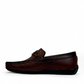 Satel Poonak brown genuine leather loafers with handmade stitching and metal bit detail for formal or smart casual wear. Photo of left side view.