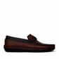 Satel Poonak brown genuine leather loafers with handmade stitching and metal bit detail for formal or smart casual wear. Photo of right side view.