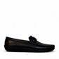 Satel Poonak dark brown genuine leather loafers with handmade stitching and metal bit detail. Photo of right side view.