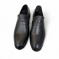 Satel Satani black leather loafer with handmade stitching and durable rubber outsole for formal or casual wear. Photo of upper view.