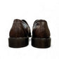 Satel Satani dark brown genuine leather loafers with handmade stitching and a durable rubber outsole. Photo of back view.