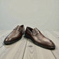 Satel Satani dark brown genuine leather loafers with handmade stitching and a durable rubber outsole. Photo of front view.