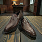 Satel Satani dark brown genuine leather loafers with handmade stitching and a durable rubber outsole. Photo of upper view.