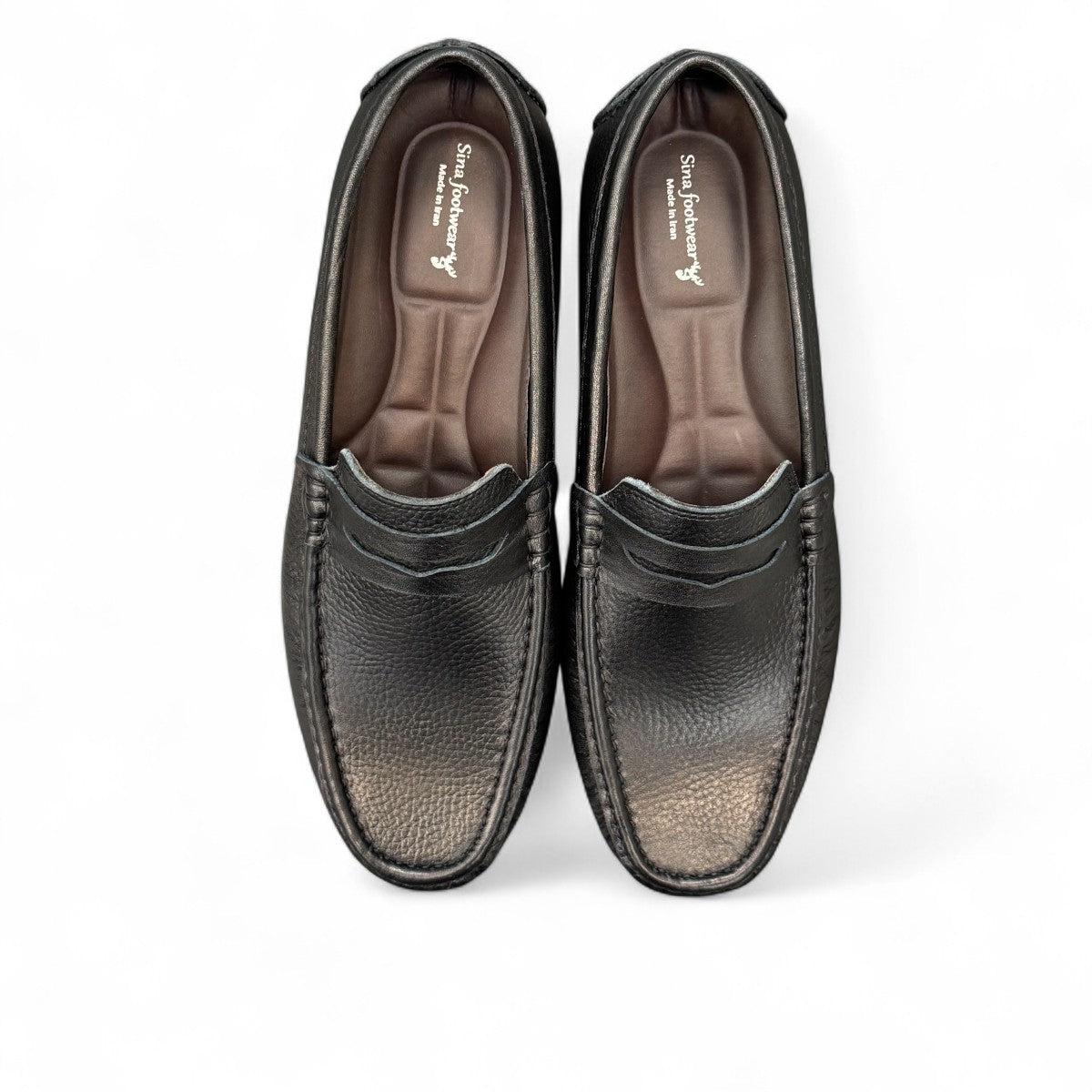 Satel Starkhan black leather loafers with handmade stitching, featuring a polished finish and comfortable lining. Photo of upper view 2.