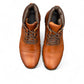 Satel Sistan light brown leather lace-up boots with a polished finish and durable rubber outsole for formal wear. Photo of upper view.