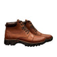 Satel Sistan light brown leather lace-up boots with a polished finish and durable rubber outsole for formal wear. Photo of side views.