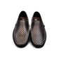 Satel Yashar black genuine leather loafers with subtle handmade stitching and perforated detail. Photo of front view 2.