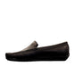 Satel Yashar black genuine leather loafers with subtle handmade stitching and perforated detail. Photo of left side view.