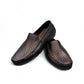 Satel Yashar black genuine leather loafers with subtle handmade stitching and perforated detail. Photo of upper view 1.