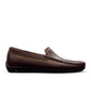 Satel Yashar dark brown leather loafers with perforated detail and handmade stitching. Photo of right side view.