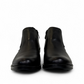 Satel Yazd black leather boots with elastic side panels, handmade stitching, and durable rubber outsole. Photo of front view.