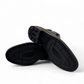 Satel Yazd black leather boots with elastic side panels, handmade stitching, and durable rubber outsole. Photo of bottom view.