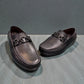 Satel Ariashahr black genuine leather loafer with handmade stitching and a polished finish. Photo of front view.