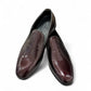 Sun Adriyan maroon patent leather loafers with a textured finish and durable rubber outsole. Photo of upper view.