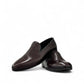 Sun Adriyan maroon patent leather loafers with a textured finish and durable rubber outsole. Photo of front view.