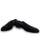 Sun Arash black suede slip-on loafers with subtle handmade stitching and a durable rubber outsole. Photo of front view 2.