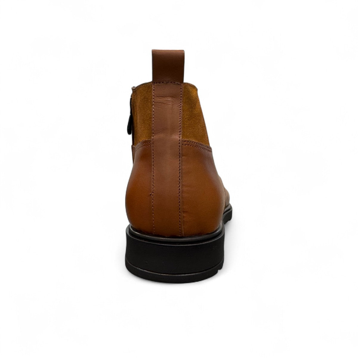 Sun Hesam brown leather lace-up boot with suede collar and durable rubber outsole. Photo of back view 2.
