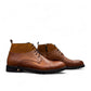 Sun Hesam brown leather lace-up boot with suede collar and durable rubber outsole. Photo of side views.