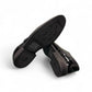 Sun Hesamak 2 black patent leather lace-up dress shoe with detailed stitching and rubber outsole. Photo of bottom view.