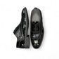 Sun Hesamak 2 black patent leather lace-up dress shoe with detailed stitching and rubber outsole. Photo of upper view.