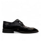 Sun Hesamak 2 black patent leather lace-up dress shoe with detailed stitching and rubber outsole. Photo of inside side view.